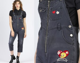 faded black overalls