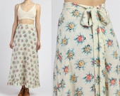 70s Saks Fifth Ave Boho Floral Maxi Skirt - XS to Small Vintage Young Dimensions Semi Sheer A Line Skirt