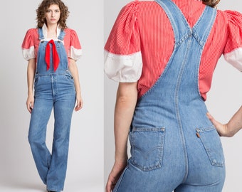 womens denim flare overalls