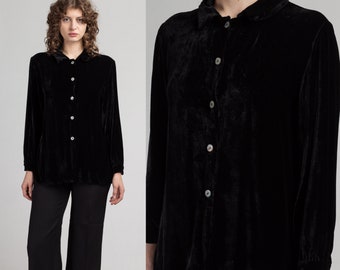 Vintage black velvet top with sequence buttons