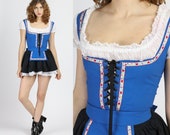 90s German Beer Maid Costume - Extra Small Vintage Sexy Oktoberfest Halloween Bodysuit Mini Dress