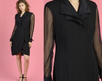 black sheer wrap dress