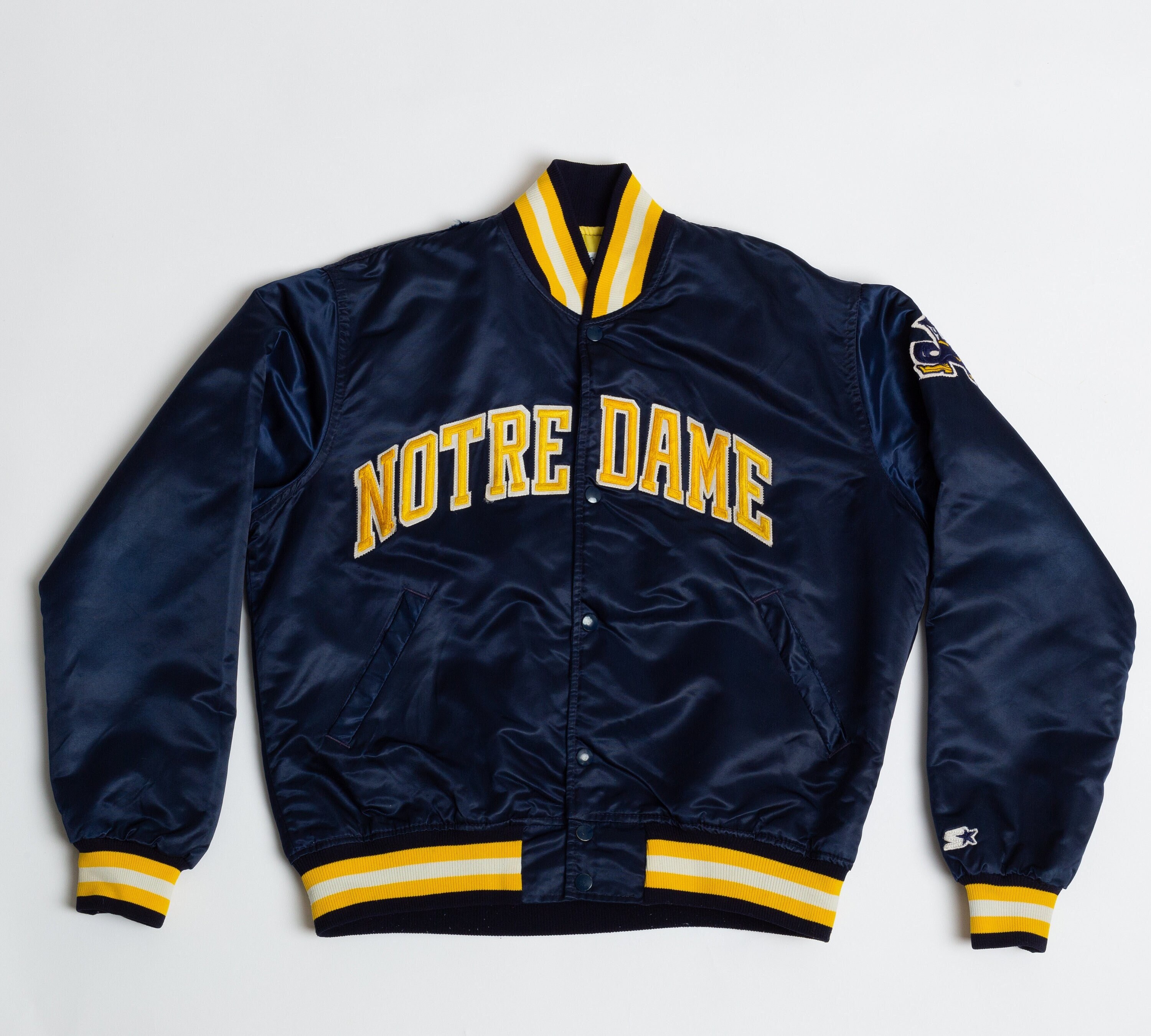 Vintage Notre Dame Satin Starter Jacket Men's Medium, Women's Large 90s  College Football Snap Button Athletic Varsity Bomber Coat - Etsy