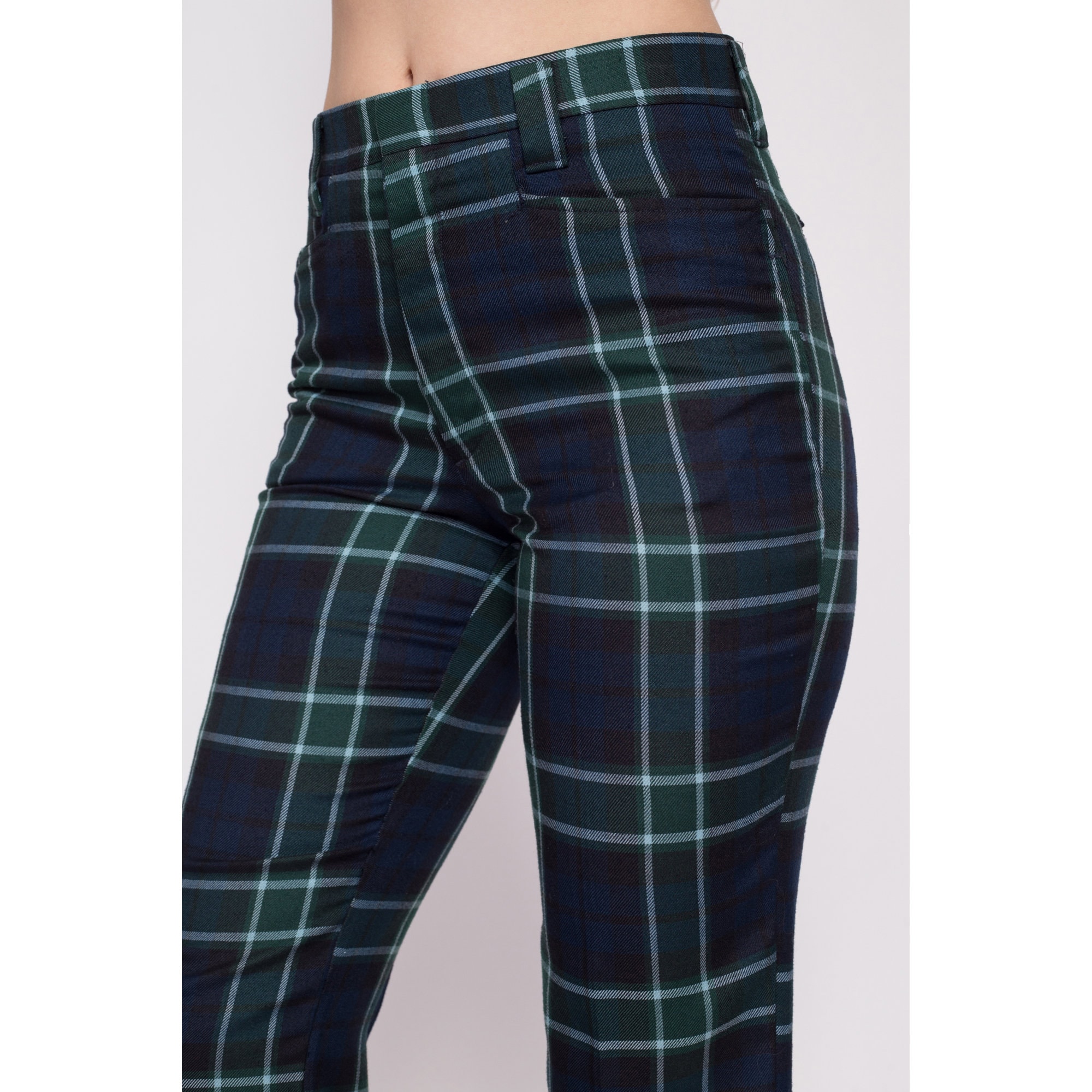 Kick flare plaid trousers best sale