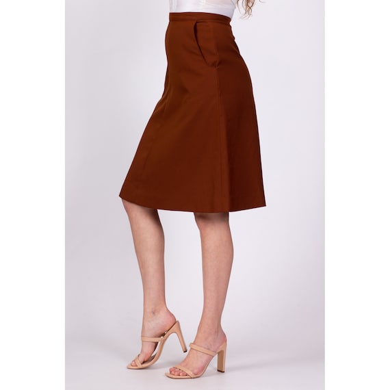 70s Campus Casuals Rust Brown A Line Skirt Extra … - image 3