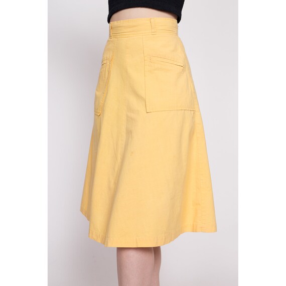 70s Canary Yellow Pocket Skirt Extra Small, 24.5"… - image 4