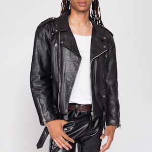 80s Harley Davidson Leather Motorcycle Jacket Men&#39;s Large, Size 44 | Rare Vintage Distressed Moto Biker Logo Eagle Patch Coat