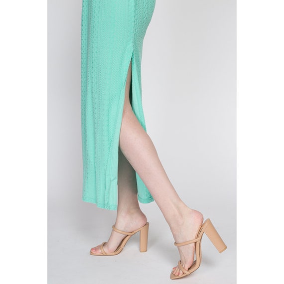 Sm-Med 70s Mint Green Velour Halter Maxi Dress | … - image 6