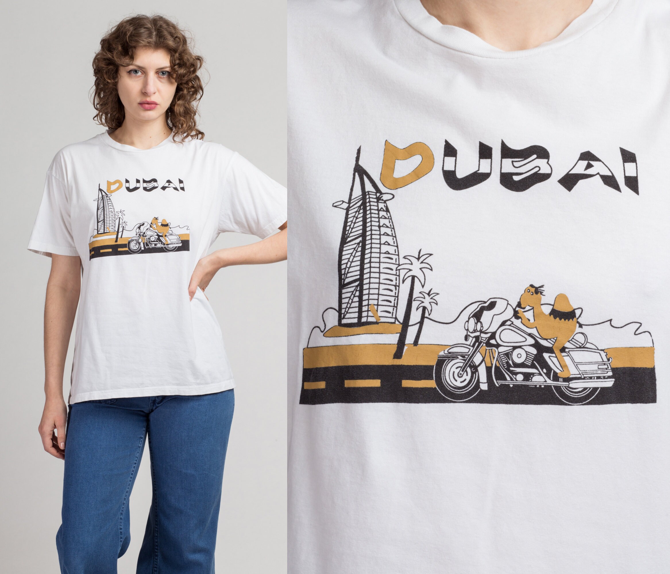 Vintage Dubai T Shirt Medium to Large Y2k White Camel Etsy
