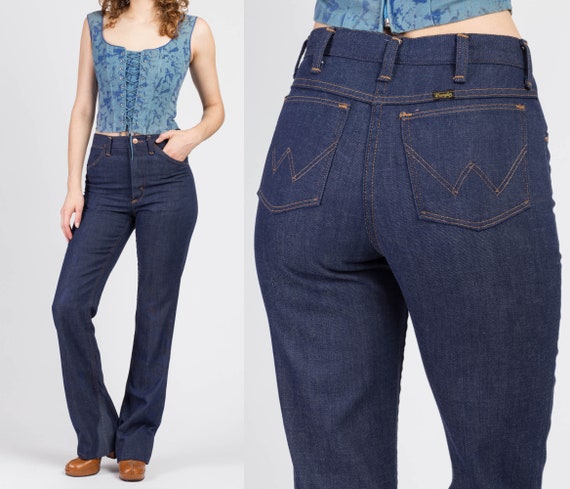 70s Wrangler High Waisted Distressed Flared Jeans