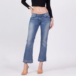 Vintage Y2K Low Rise Jeans - Medium | Bootcut Faded Distressed Denim 2000s Jeans