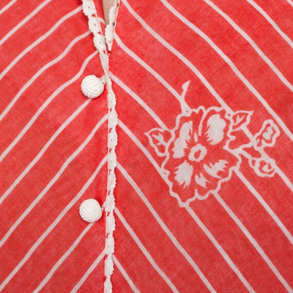 Sm-Med 60s 70s Red Floral A-Line Dress | Vintage … - image 6