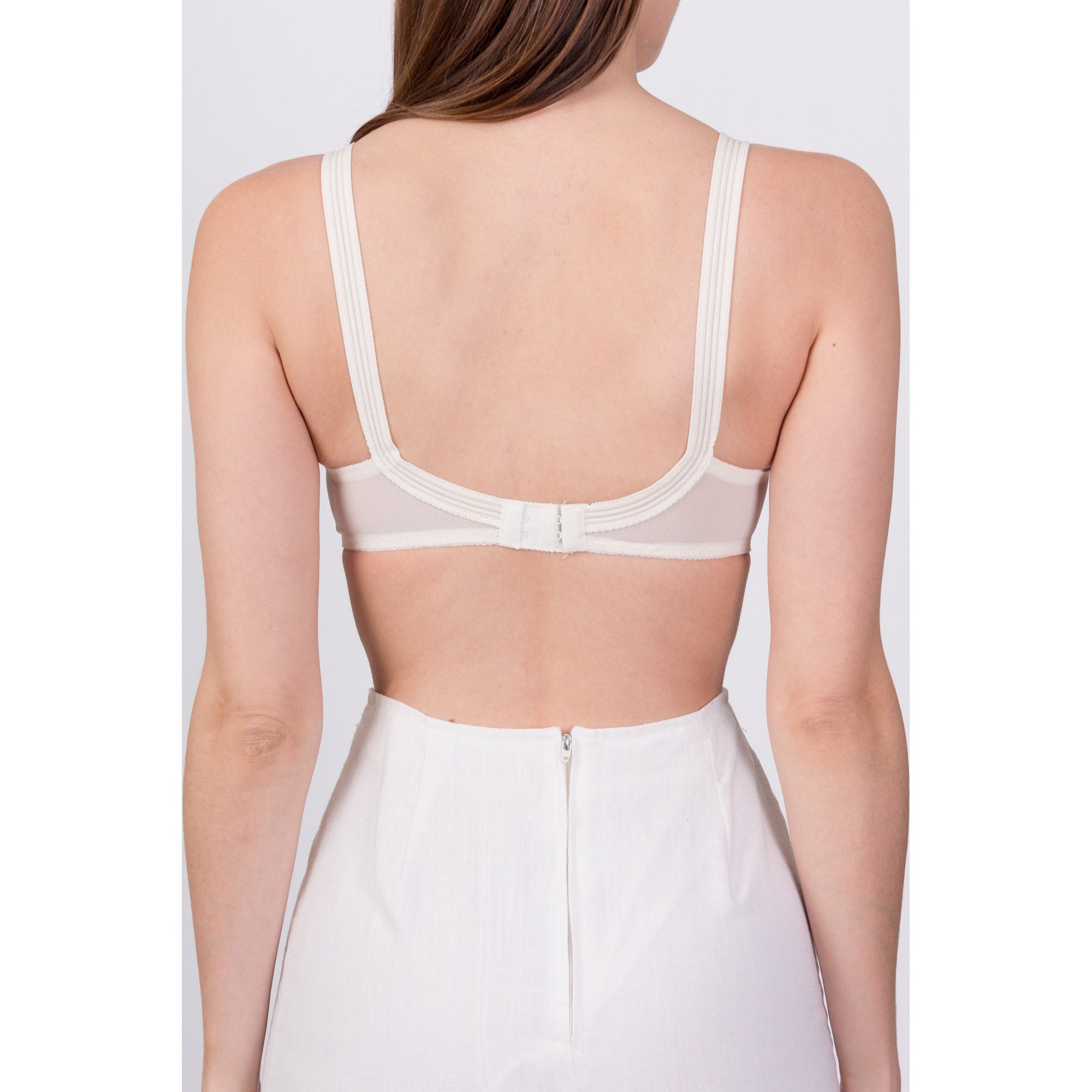 60s 70s White Cotton Bullet Bra 32B / 30C Vintage Pin up Etsy