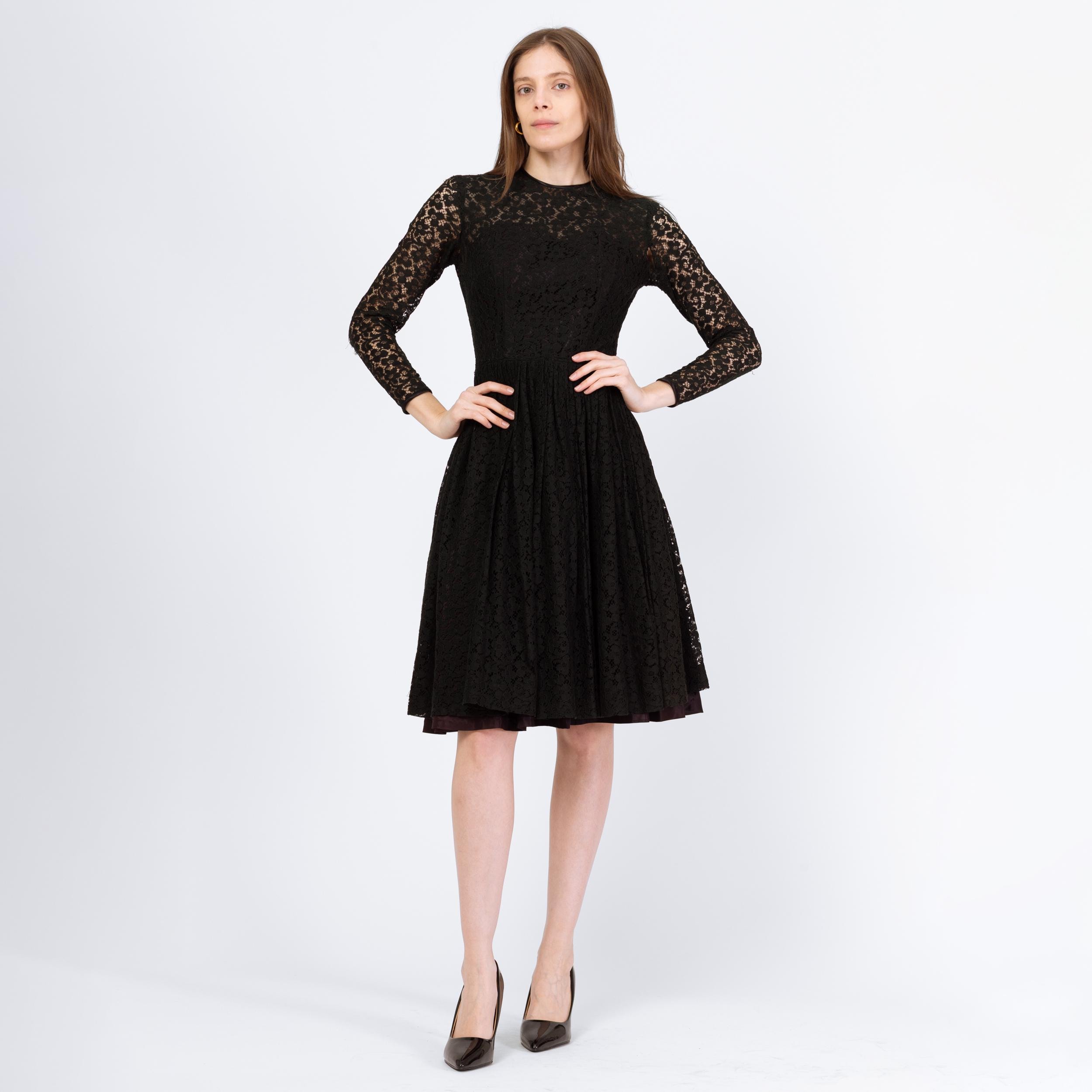 sachin and babi light blue dress Elegant Black Lace Long Sleeves Sheath Evening Dress SF038 – DreamyVow main image 1