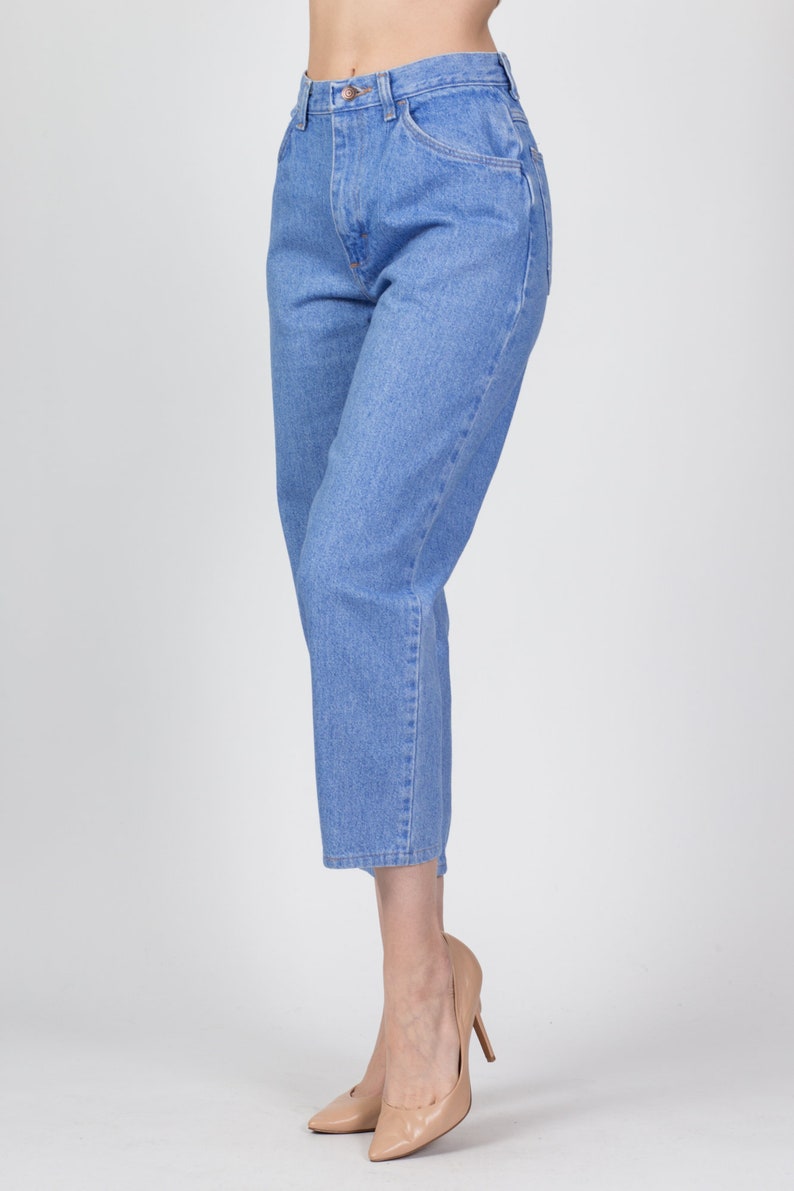 Petit jean taille haute Gitano des années 90 Petite 25,5 vintage Tapered Leg Short Inseam Bright Blue Mom Jeans image 4