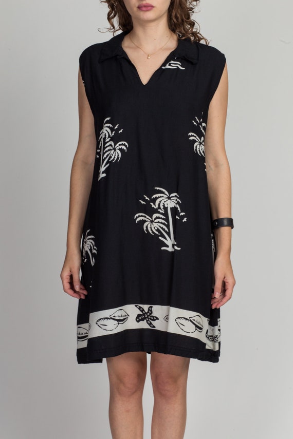 2X-3X 90s Black Palm Tree Print Mini Sundress | V… - image 2