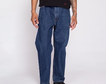 90s Levi's 505 Dark Wash Jeans - 38x30 | Vintage Regular Fit Straight Leg Baggy Denim Dad Jeans