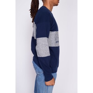 Large 80s Penn State University Sweatshirt Vintage Navy Blue Color Block Striped Collegiate Pullover image 4