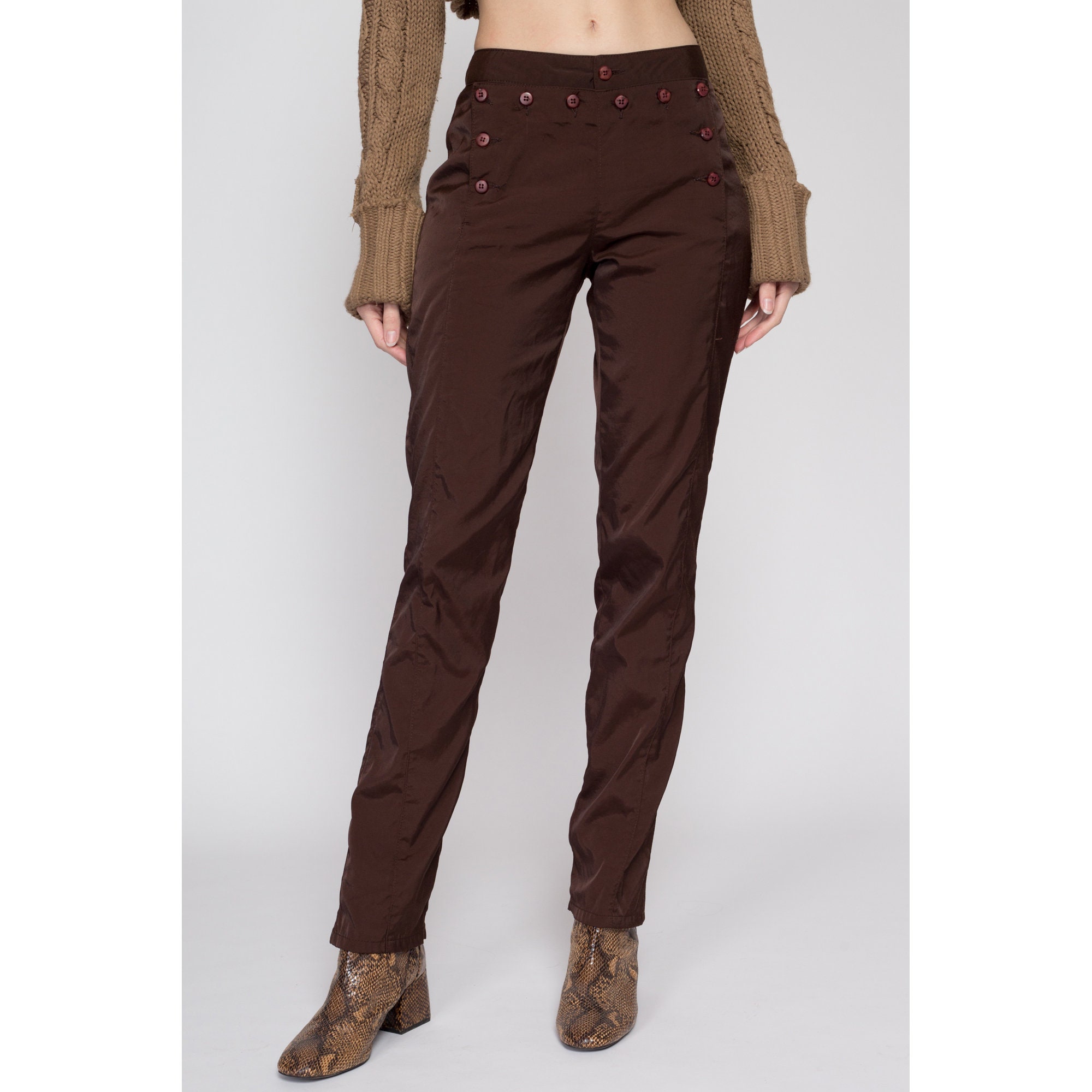 Small 90s Z Cavaricci Chocolate Brown Sailor Pants | Vintage