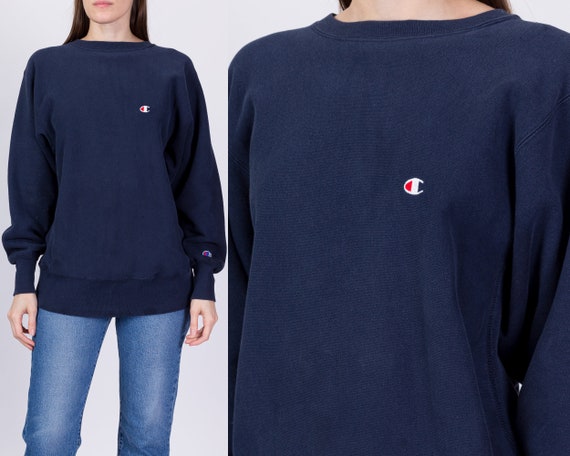 90s Champion Reverse Weave Navy Blue Sweatshirt Men's Medium