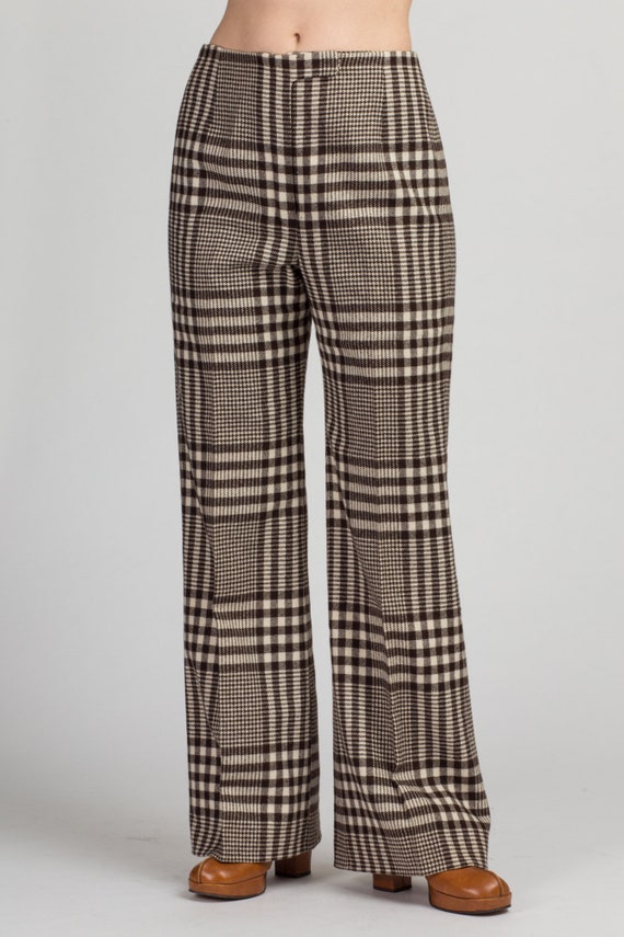 Small 70s Plaid High Waisted Pants Men's 29" | Vi… - image 3