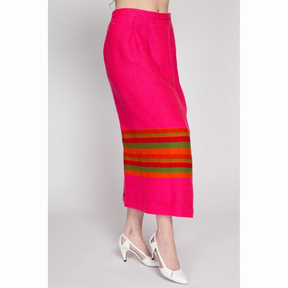 Medium 60s 70s Pink Striped Maxi Skirt 30" | Vint… - image 4