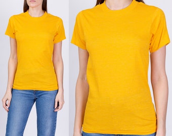 80s Golden Yellow Screen Stars T Shirt Men's XS, Women's Small | Vintage Blank Single Stitch Tee