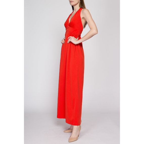 XS 70s Red-Orange Keyhole Back Maxi Sundress | Vi… - image 4