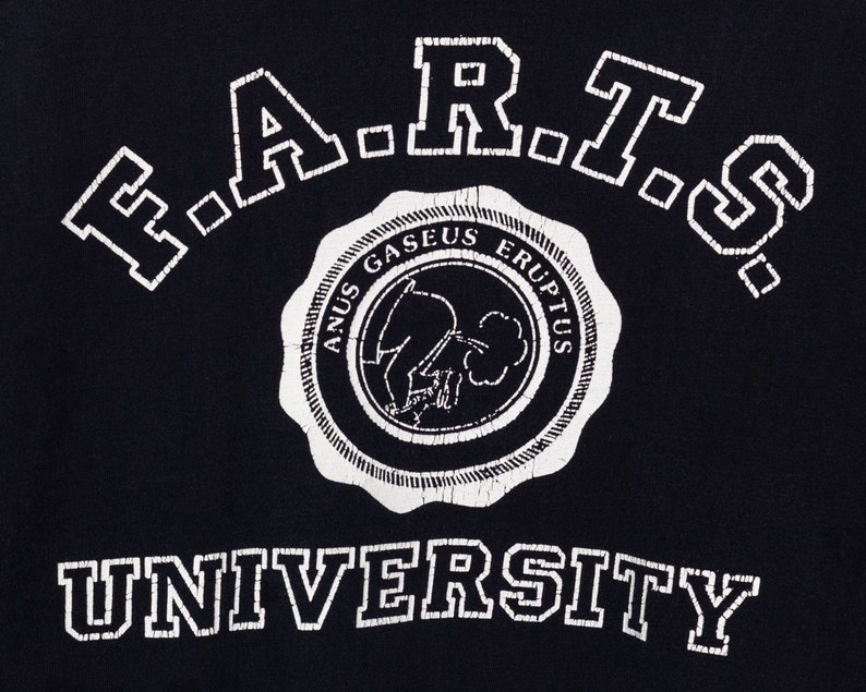 80s F.A.R.T.S. University T Shirt Unisex Medium Vintage Faded Black Funny Graphic Tee image 2