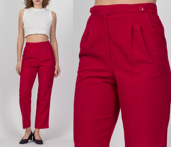 Sm-med Vintage High Waist Raspberry Pink Trousers 26.528 80s
