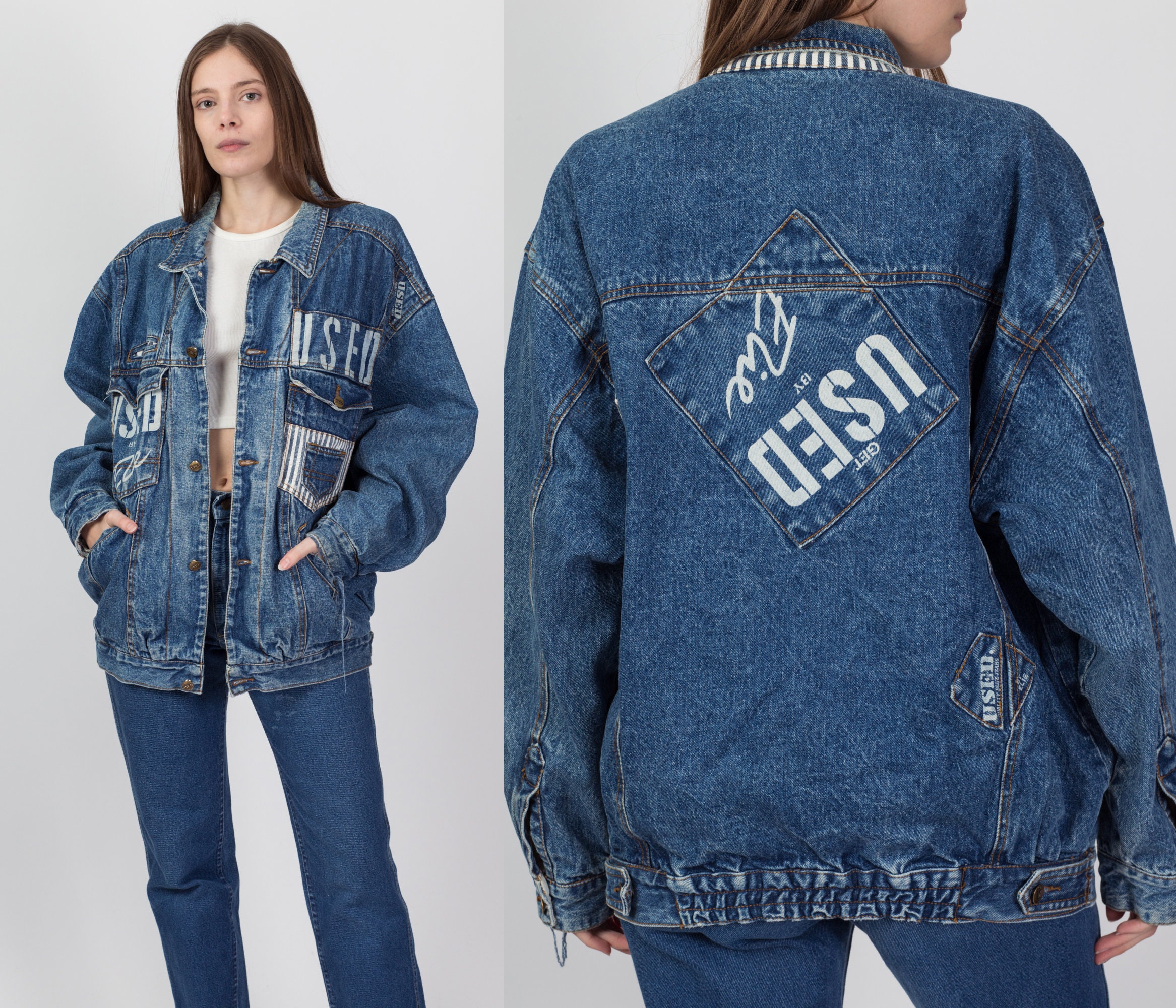 80s 90s Get Used by Elie Jean Jacket 