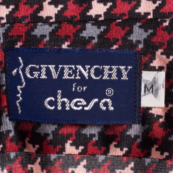 70s Givenchy For Chesa Satin Houndstooth Shirt Me… - image 6