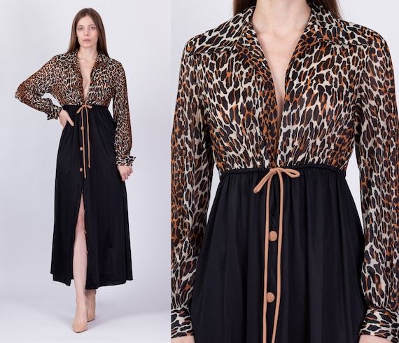 60s 70s Vanity Fair Leopard Print Loungewear Hous… - image 1