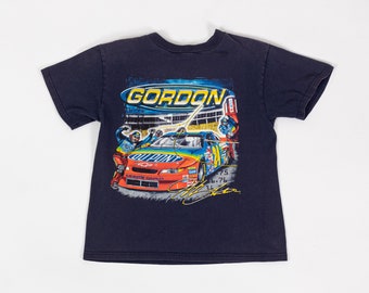 XS 90s Jeff Gordon "Gettin' It Done!" NASCAR Tee | Vintage Unisex Navy Blue Racing Graphic T Shirt