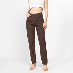 Small Vintage Calvin Klein Brown Relaxed Fit Jeans Size 6 | 90s Y2K CK Denim Pants Tapered Leg Mom Jeans