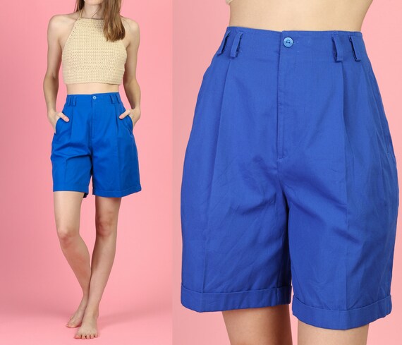 royal blue high waisted shorts