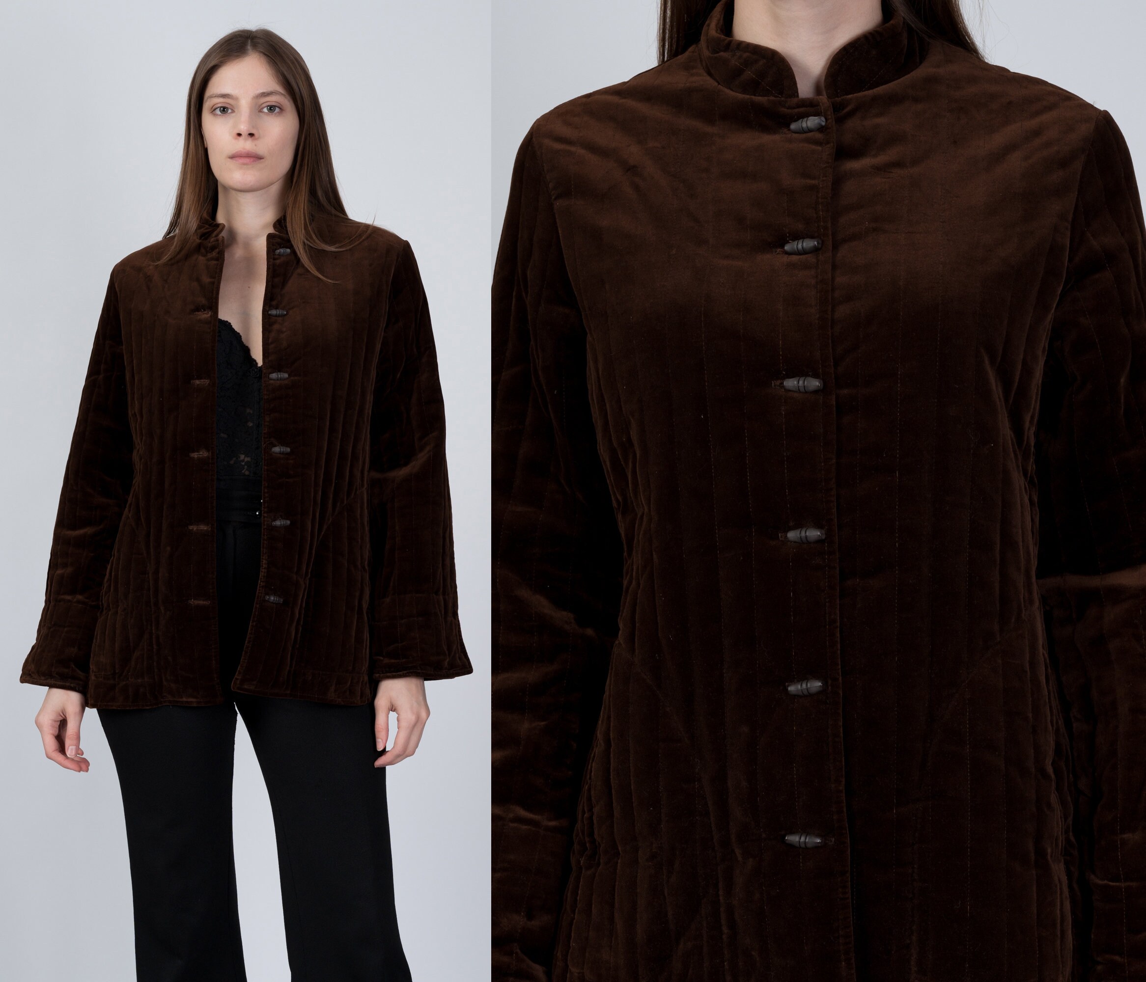velvet mandarin collar jacket