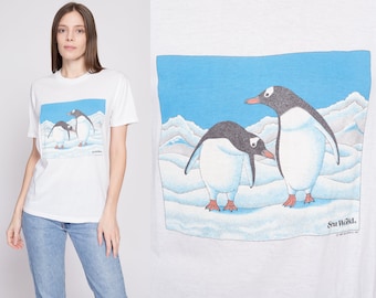 80s Penguin T Shirt Men's Small, Women's Medium | Vintage Sea World Aquarium Graphic Tourist Tee