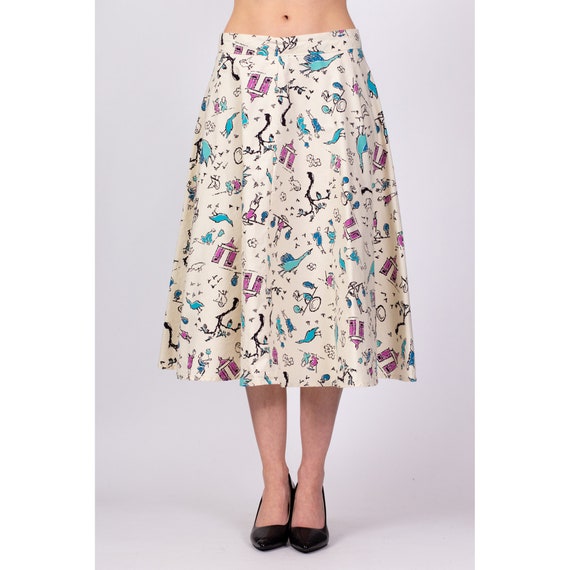 Medium 60s Novelty Bird Print Skirt 30" | Vintage… - image 6