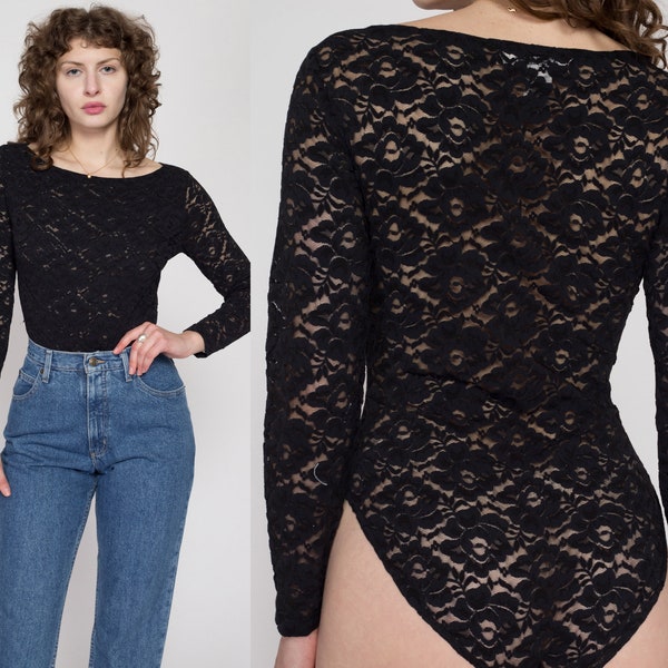 90s Black Lacy Bodysuit (S) main image 1