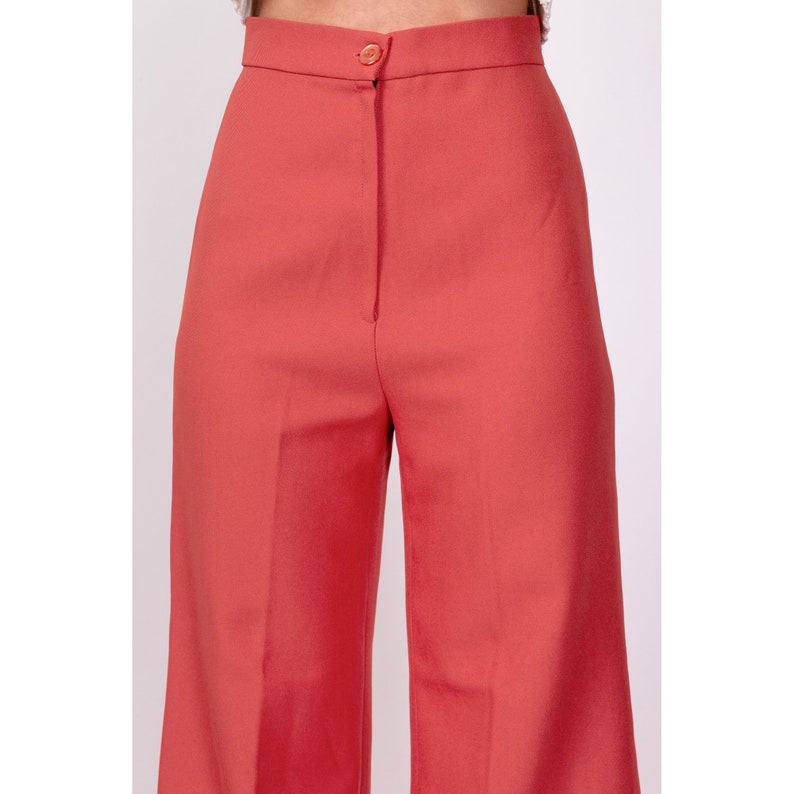 70s Salmon Pink High Waisted Flared Pants Extra Small, 23.5 Vintage Retro Flares Hippie Trousers image 6