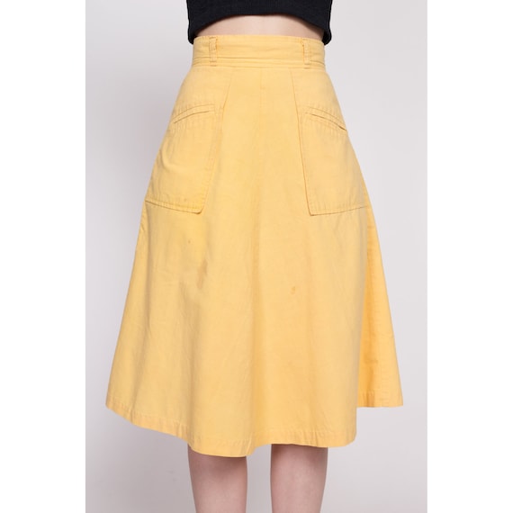 70s Canary Yellow Pocket Skirt Extra Small, 24.5"… - image 2