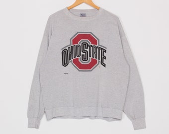XL 90s Ohio State University Crewneck Sweatshirt | Vintage Heather Grey Collegiate Graphic Pullover
