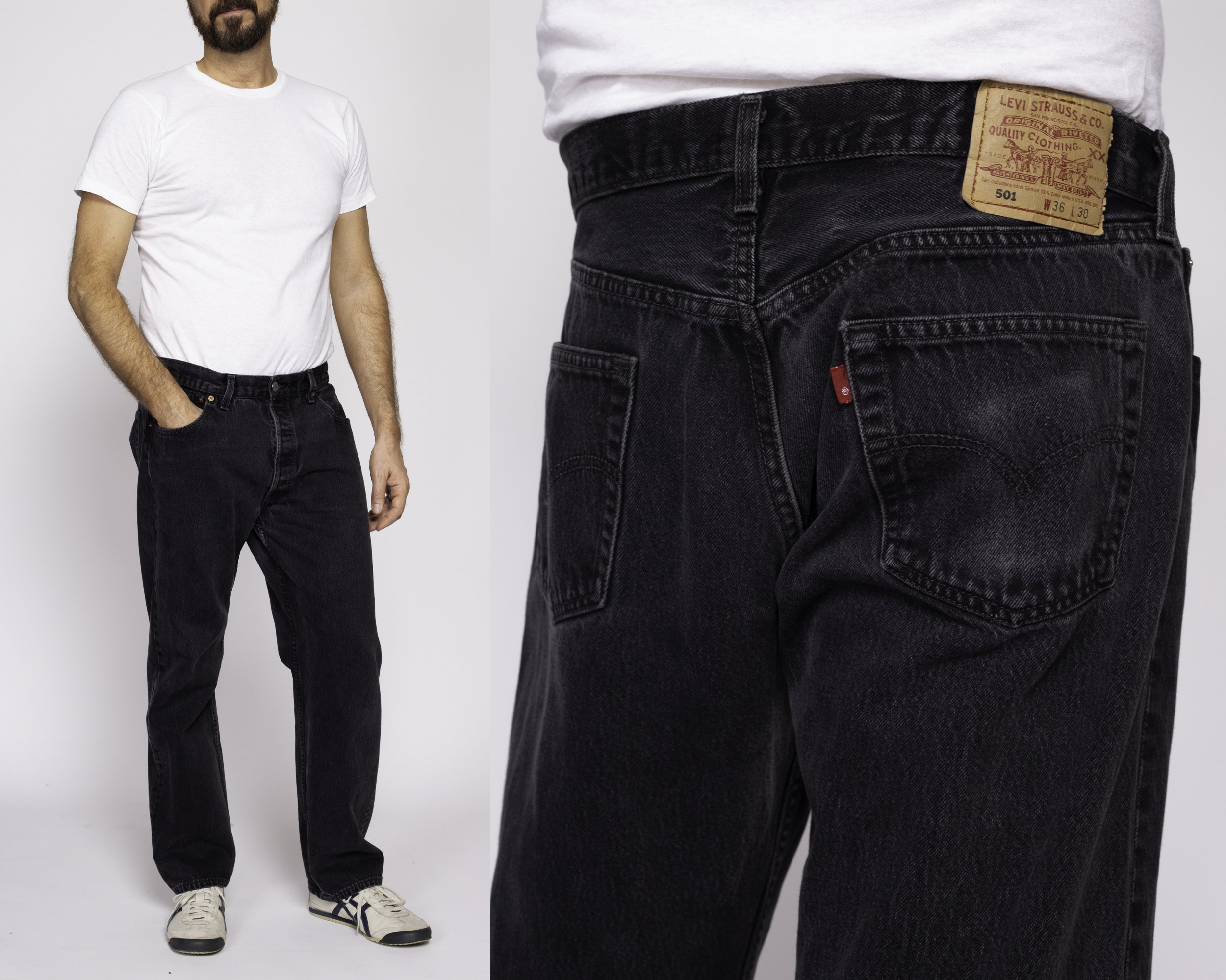 Vintage Levi&#039;s 501 Black Jeans 36x30 90s Made in USA Denim 