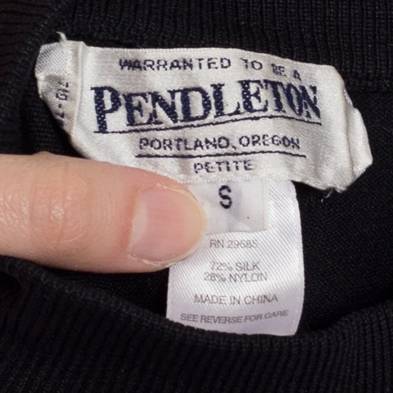 Small 90s Pendleton Black Silk Blend Thermal Shir… - image 6
