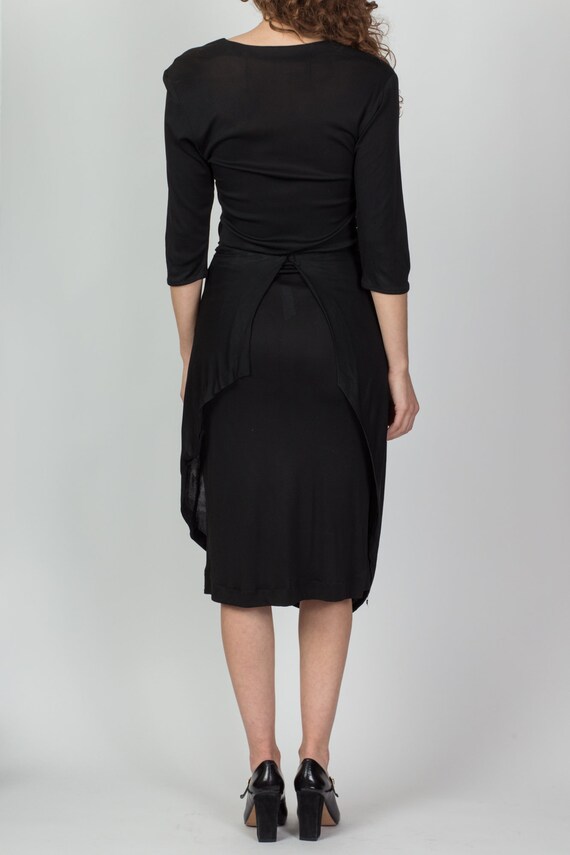 1940s Black Rayon Crepe Dress, As Is Small | Vint… - image 5