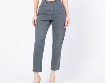 Vintage 90s Slate Blue High Waisted Jeans - Petite Small, 26" Waist | Denim Slim Straight Leg Mom Jeans