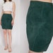 Medium 80s Forest Green Suede Mini Skirt | Vintage High Waisted Pencil Skirt