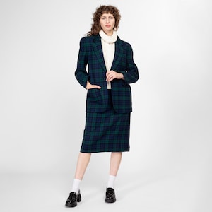 Medium 80s Pendleton Black Watch Tartan Wool Jacket & Midi Skirt