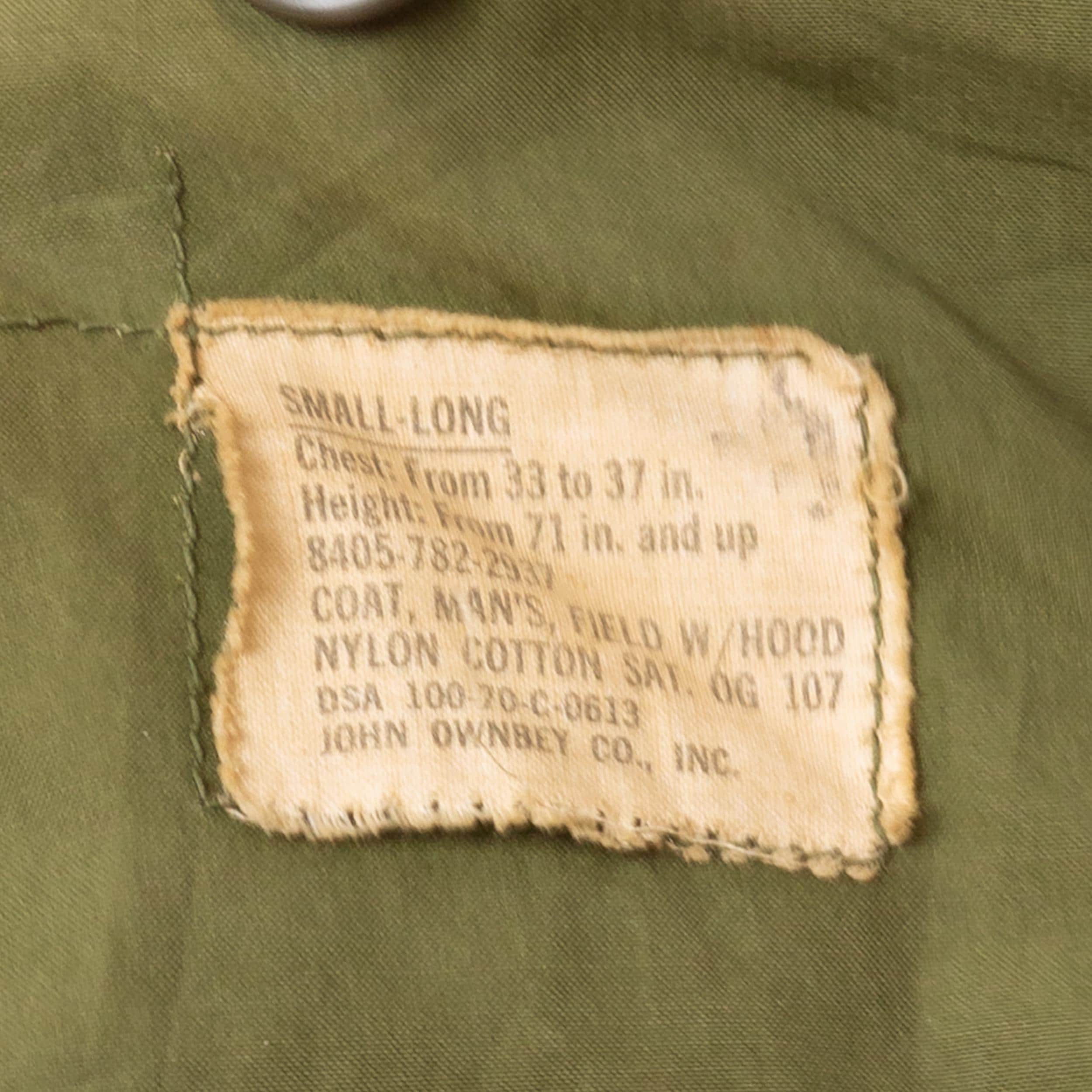 Vintage 70s M65 US Army Field Jacket - Small Long | OG 107 Hooded